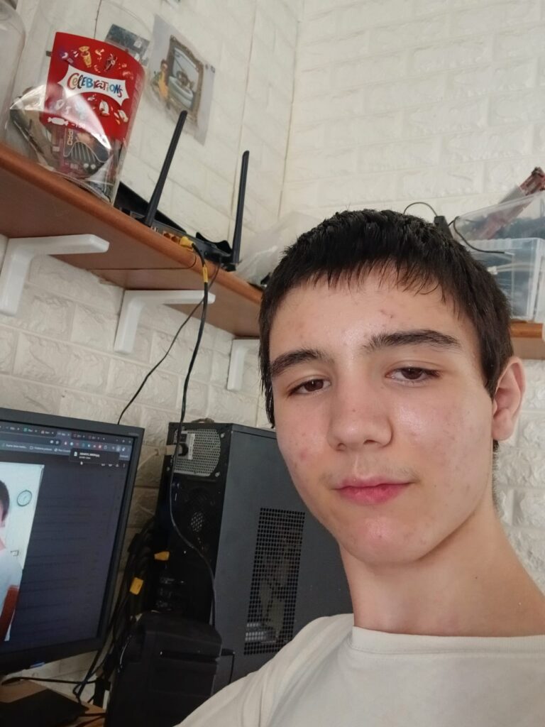 Photo of me in front of the computer