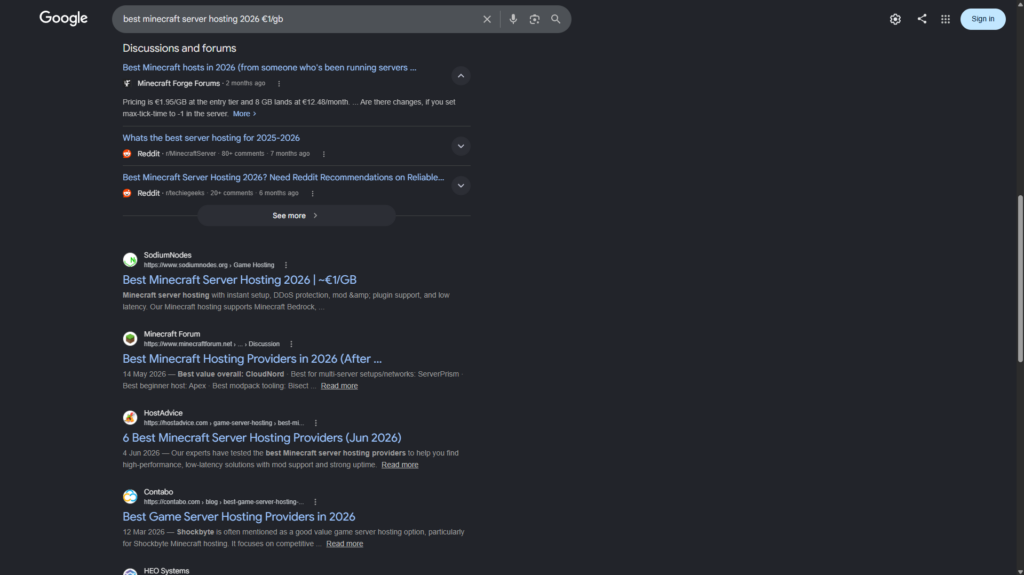 best minecraft server hosting 2026 €1/gb query google anonymous browsing