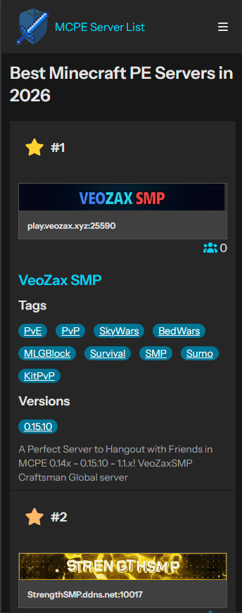 I Built a Minecraft Bedrock Server List From Scratch MCPE Server List Mobile Interface Preview